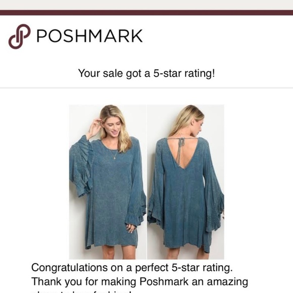 New Bell sleeve tie back deep V dress - Picture 4 of 6